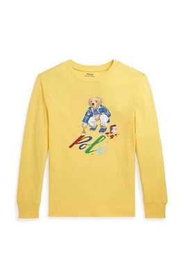 Polo Ralph Lauren longsleeve bawełniany dziecięcy kolor żółty z nadrukiem