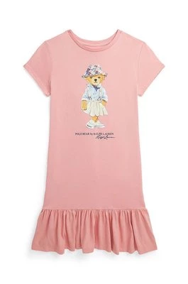 Polo Ralph Lauren sukienka bawełniana dziecięca kolor różowy mini rozkloszowana 313941153001