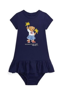 Polo Ralph Lauren sukienka bawełniana niemowlęca kolor granatowy mini rozkloszowana 310953280001