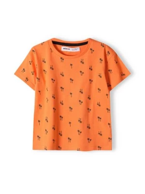 Pomarańczowa koszulka bawełniana dla niemowlaka z nadrukiem Minoti
