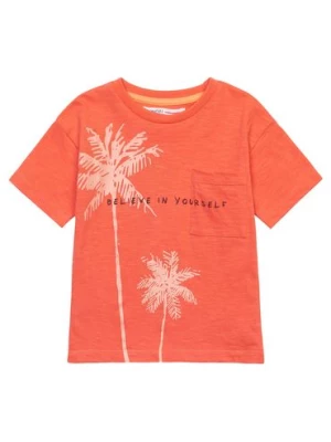 Pomarańczowy t-shirt z bawełny niemowlęcy z palmami Minoti