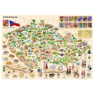 Popularne puzzle Mapa Republiki Czeskiej, 160elementów 4-Home