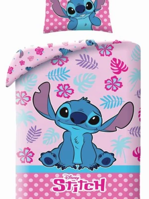 ﻿Pościel bawełniana 140x200 Lilo i Stitch Młodzieżowa różowa