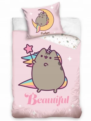 ﻿Pościel Bawełniana 140x200 Pusheen Jednorożec Różowa