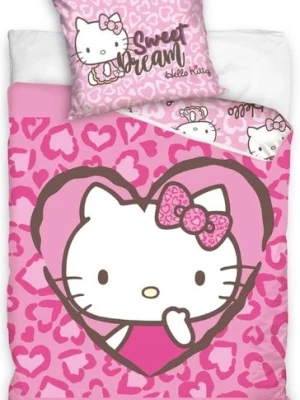 Pościel bawełniana 160x200 Hello Kitty Kotek różowy