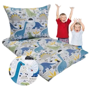 Pościel Dziecięca 120x160 + 50x70 Dinozaury Niebieskie Produkt Polski