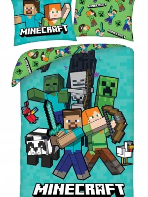 ﻿Pościel dziecięca Minecraft 140 x 200 mikrofibra Halantex stev creeper alex