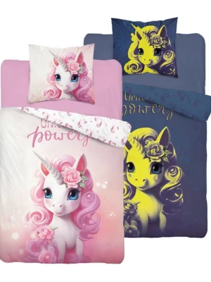 ﻿POŚCIEL DZIECIĘCA ŚWIECĄCA W CIEMNOŚCI 140x200 KUCYK UNICORN JEDNOROŻEC