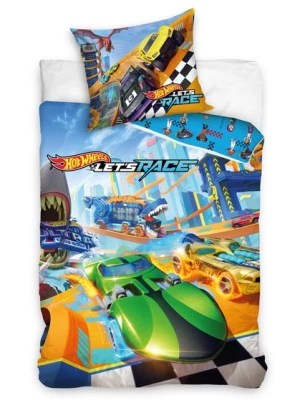 Pościel Młodzieżowa 160x200 Hot Wheels Samochody wyścigowe Oryginalna