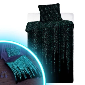 POŚCIEL MŁODZIEŻOWA 160x200 ŚWIECĄCA W CIEMNOŚCI GAMER NEO MATRIX