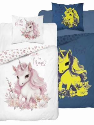 Pościel Świecąca w ciemności 140x200 Jednorożec w kwiatach Unicorn