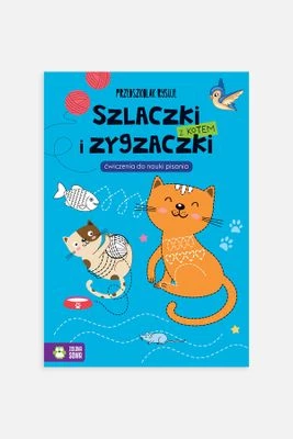 "Przedszkolak rysuje. Szlaczki i zygzaczki z kotem. Ćwiczenia do nauki pisania" książka z zadaniami ZIELONA SOWA