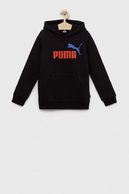 Puma bluza dziecięca ESS+ 2 Col Big Logo Hoodie FL B kolor czarny z kapturem z nadrukiem