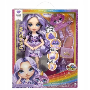 RAINBOW HIGH VIOLET WILLOW LALKA FIOLETOWA ZESTAW ZWIERZAK SLIME AKCESORIA