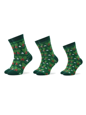 Rainbow Socks Zestaw 3 par wysokich skarpet unisex Xmas Balls Zielony