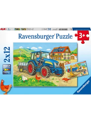 Ravensburger 12-częściowe puzzle (2 szt.) "Construction site and farm" - 3+ rozmiar: onesize Ravensburger 12-częściowe puzzle (2 szt.) "Construction site and farm" - 3+ rozmiar: onesize