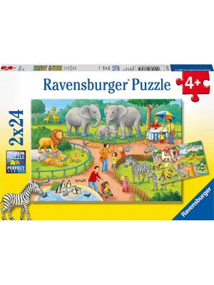 Ravensburger 24-częściowe puzzle (2 szt.) "A day at the zoo" - 4+ rozmiar: onesize