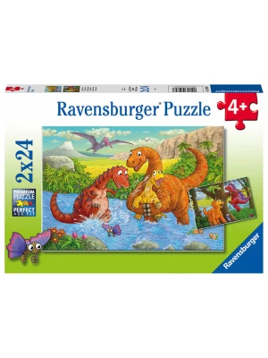 Ravensburger 24-częściowe puzzle (2 szt.) "Playing dinosaurs" - 4+ rozmiar: onesize