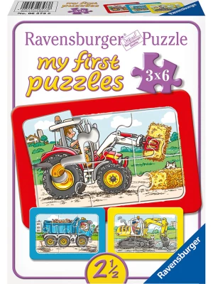 Ravensburger 6-częściowe puzzle (3 szt.) "Excavator, tractor and tipper loader" - 2+ rozmiar: onesize