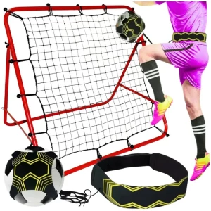 REBOUNDER TRENAŻER PIŁKI NOŻNEJ PRZENOŚNY BRAMKA PIŁKARSKA + PAS TRENINGOWY