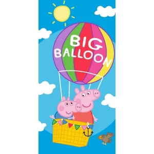 Ręcznik kąpielowy dla dzieci Świnka Peppa i Jacek w balonie, 70 x 140 cm 4-Home