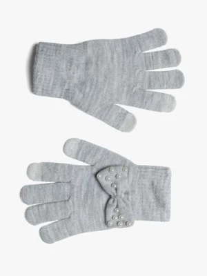 Rękawiczki dziewczęce na zimę - szare z kokardką 5.10.15.