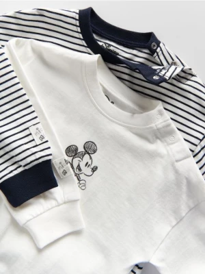 Reserved - Bawełniane body Mickey Mouse 2 pack - złamana biel