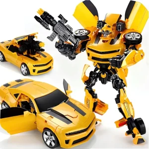 Robot samochód Auto Robót Żółty 2w1 42 cm transformująca się zabawka z dźwi