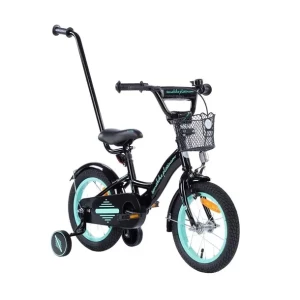 Rower dziecięcy PLATINUM BMX XXV 14 cali z prowadnikiem - CZARNO- TURKUSOWY