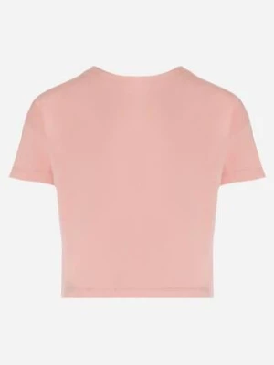 Różowa Bawełniana Koszulka z Krótkim Rękawem Norri