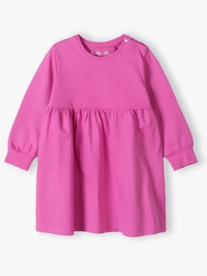 Różowa bawełniana sukienka niemowlęca z długim rękawem 5.10.15.