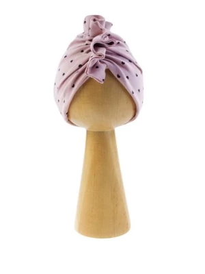 Różowa czapka dziewczęca w serduszka typu turban Nicol