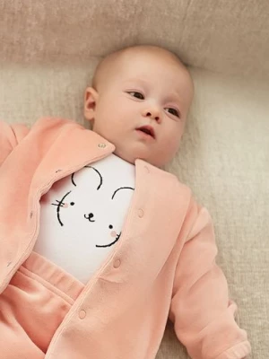 Różowa welurowa bluza niemowlęca rozpinana bez kaptura 5.10.15.