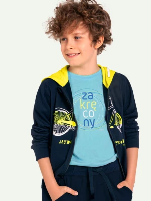 Rozpinana bluza z kapturem dla chłopca, z rowerem, granatowa, 9-13 lat Endo