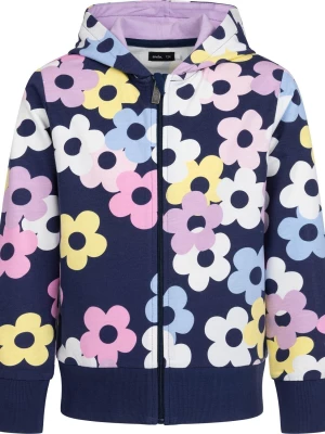 Rozpinana bluza z kapturem dla dziewczynki, w kwiaty, granatowa 3-8 lat Endo