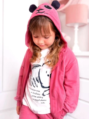 Rozpinana bluza z kapturem dla dziewczynki, z motywem misia pandy, różowa, 3-8 lat Endo
