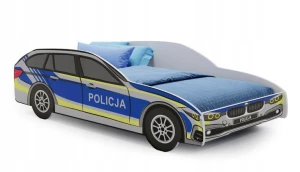 ﻿Samochód łóżko dziecięce auto Policja160x80 + materac - wóz policyjny