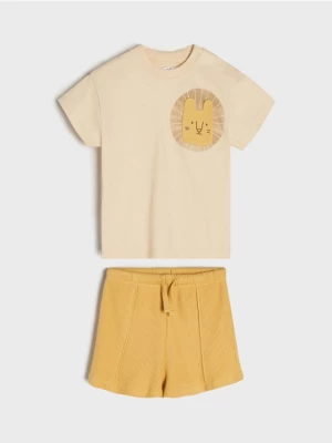 Sinsay - Komplet: koszula i szorty - żółty