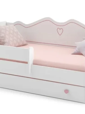 Sofa Łóżko dziecięce 180x80 białe jednoosobowe z barierką materacem EMMA-R
