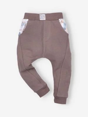 Spodnie dresowe  z bawełny organicznej dla chłopca- brązowe NINI