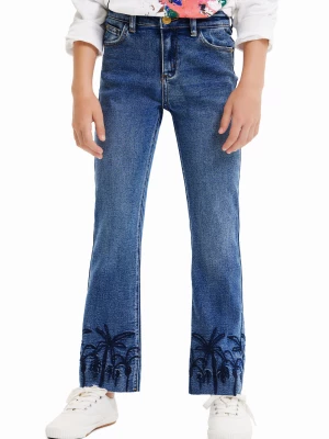 Spodnie dżinsowe flare long z haftem Desigual