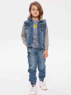 Spodnie jeansowe dla chłopca z naszywkami Minoti