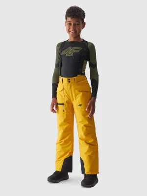 Spodnie narciarskie z szelkami membrana 10000 chłopięce - żółte 4F JUNIOR