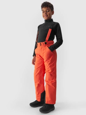 Spodnie narciarskie z szelkami membrana 8000 chłopięce - pomarańczowe 4F JUNIOR