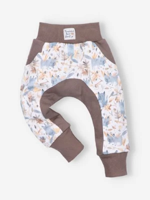 Spodnie niemowlęce z bawełny organicznej dla chłopca- z liskami NINI