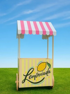 Stragan z lemoniadą, stoisko do sprzedaży lemoniady, wózek lemoniada