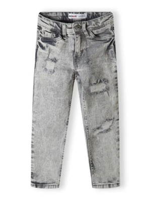 Stylowe chłopięce spodnie jeansowe szare z przetarciami Minoti