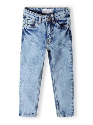 Stylowe chłopięce spodnie jeansowe z przetarciami Minoti