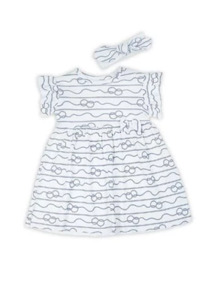 Sukienka dla niemowlaka biała z motywem morskim i opaską Nicol