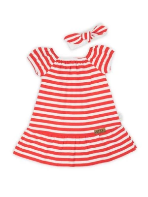 Sukienka dla niemowlaka z opaską w biało-czerwone paski Nicol